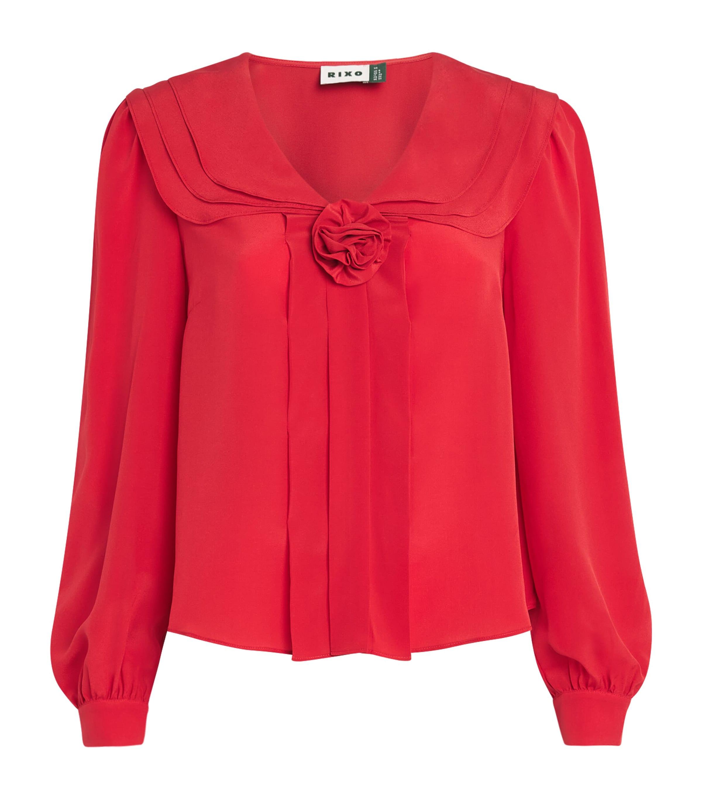 Rixo Silk Floral-Appliqué Blouse by RIXO