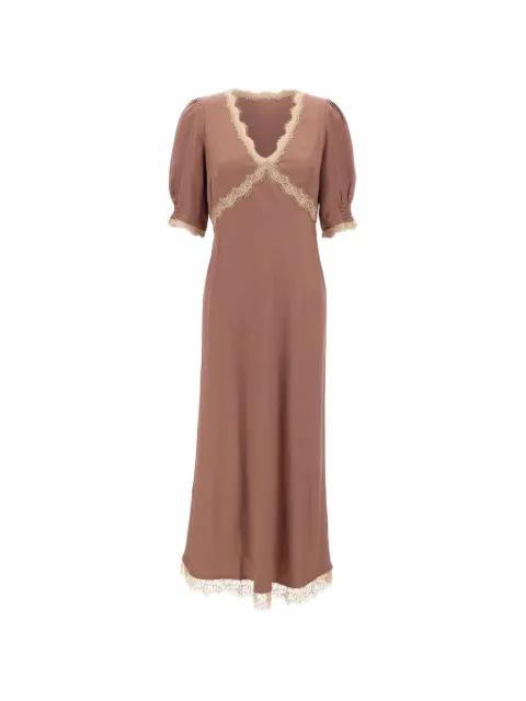 Rixo lace-trim balloon-sleeve midi dress by RIXO