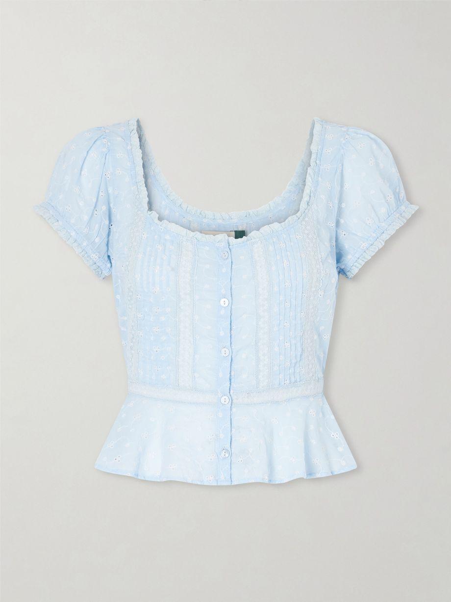 Sandi cropped broderie anglaise cotton blouse by RIXO