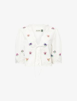 Ursula Floral-Embroidered Cotton Top by RIXO