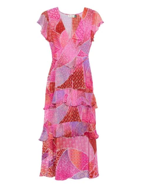 patchwork ruffled midi dress by RIXO
