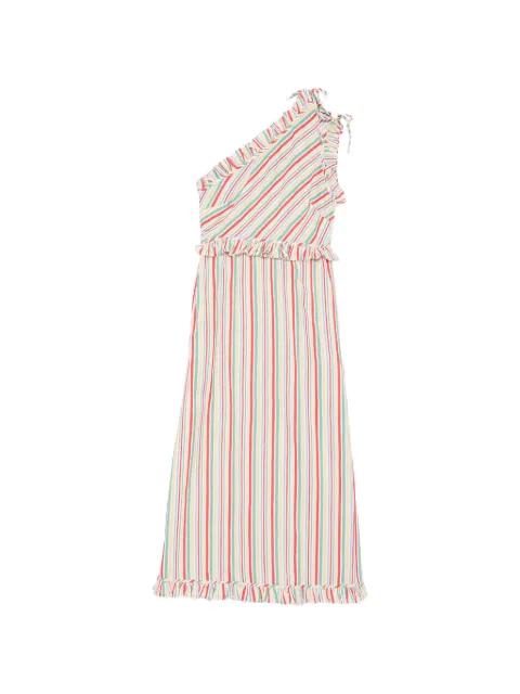 ruffled striped one-shoulder dress by RIXO