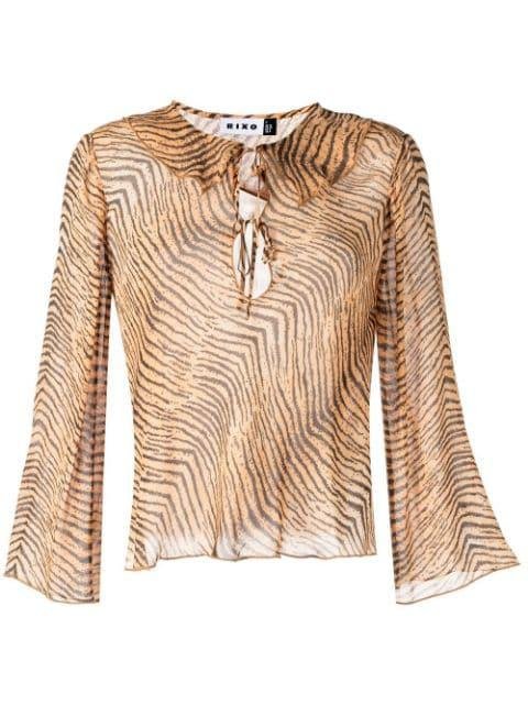 tie-neck tiger-print blouse by RIXO