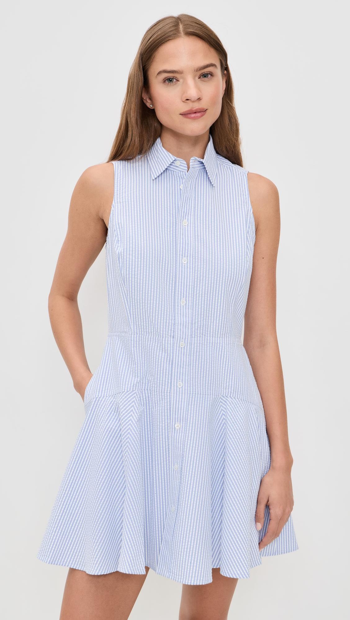 Seersucker Woven Collared Sleeveless Dress by RLX RALPH LAUREN