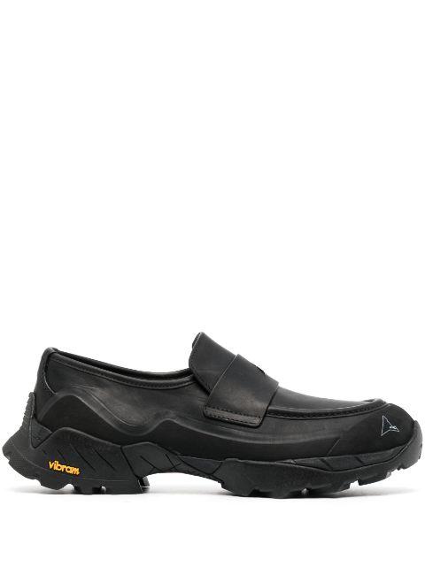 logo-print leather loafers by ROA