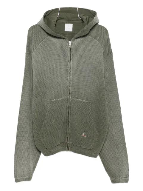 waffle-texture zip-up hoodie by ROA