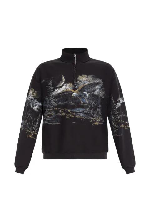zip-neck graphic sweatshirt by ROA
