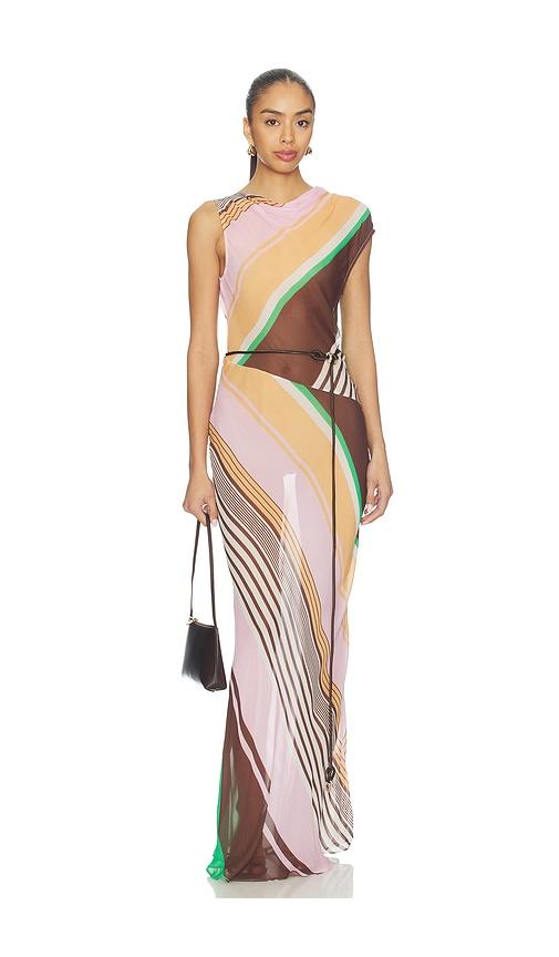 ROAME. Capri Maxi Dress in Pink,Brown by ROAME.