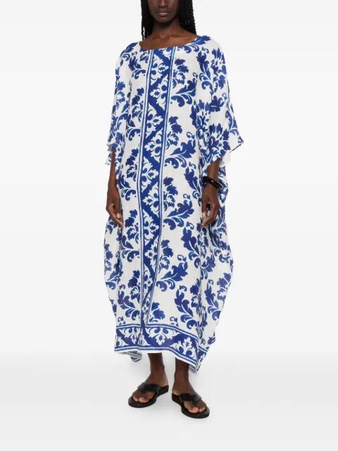 damask-print kaftan midi dress by ROBERT FRIEDMAN