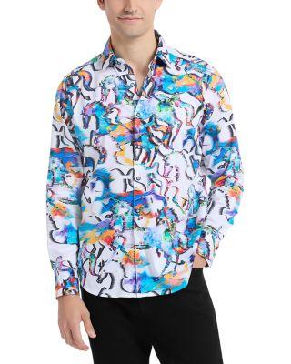 Mane Event Abstract Print Woven Shirt by ROBERT GRAHAM
