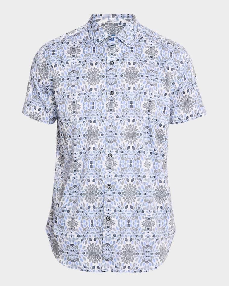 Men's Amagansett Satin Short-Sleeve Shirt by ROBERT GRAHAM