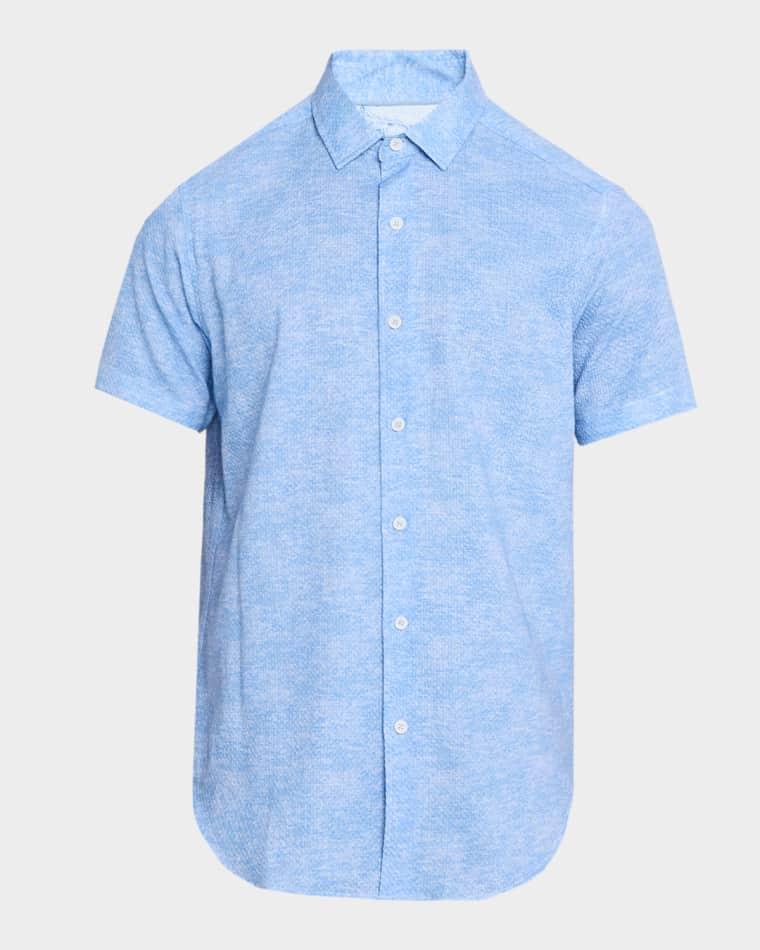 Men's Reid Tonal Cotton Short-Sleeve Shirt by ROBERT GRAHAM