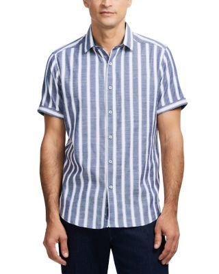 Preston Stripe Short Sleeve Woven Shirt by ROBERT GRAHAM