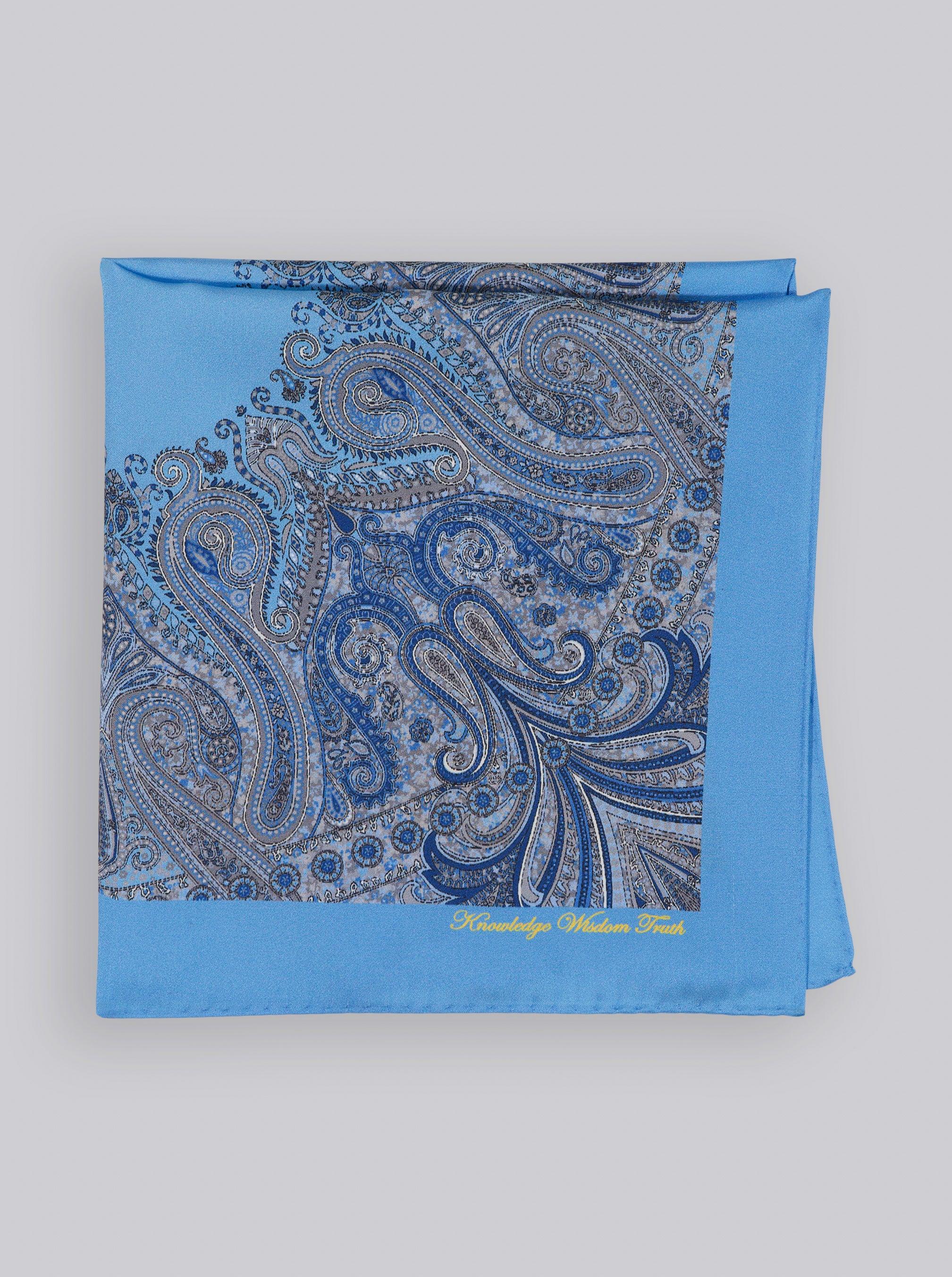 Robert Graham Blue Paisley Pocket Square by ROBERT GRAHAM