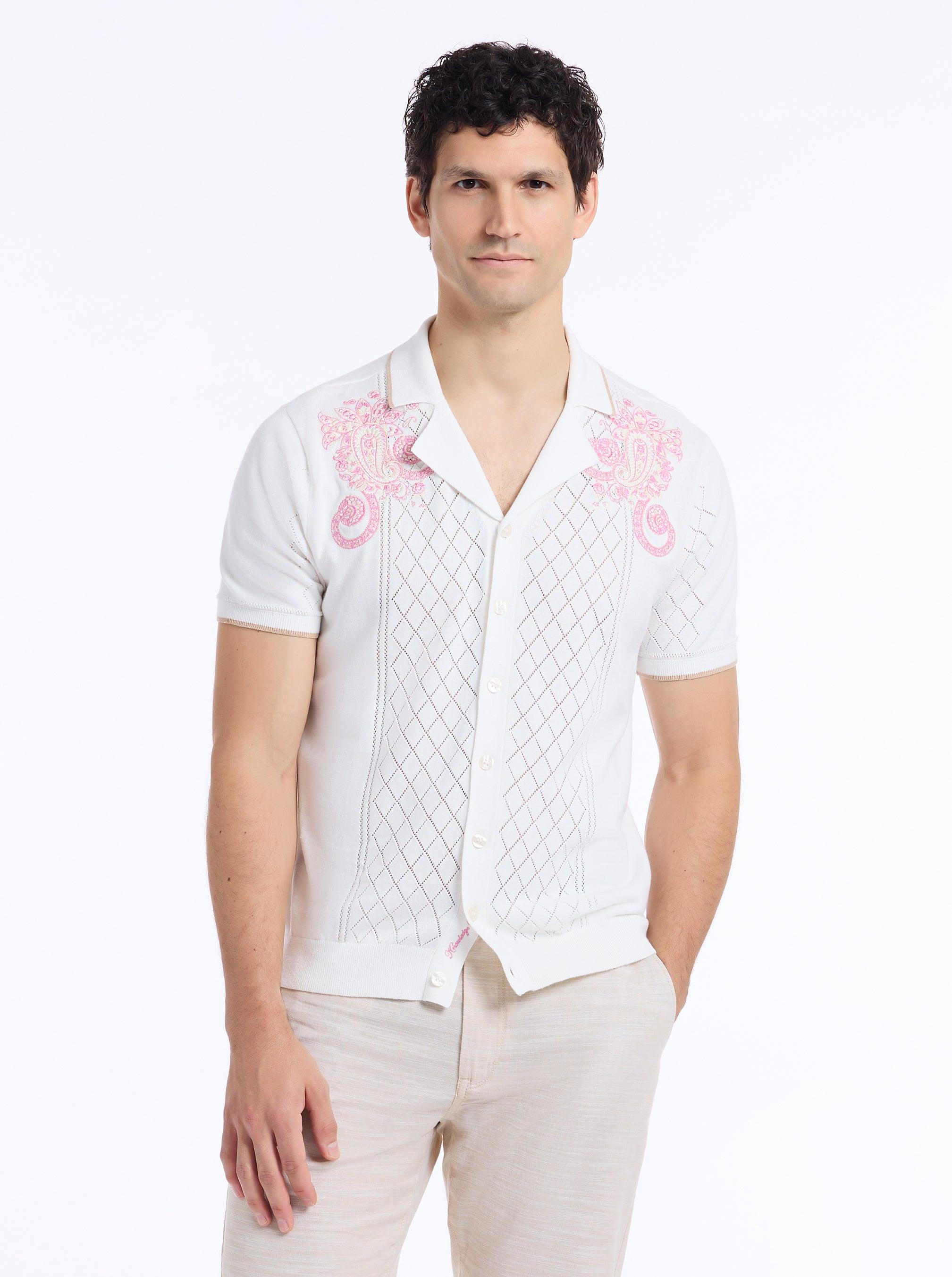 Robert Graham Limited Edition Opulent Paisley Short Sleeve Sweater by ROBERT GRAHAM