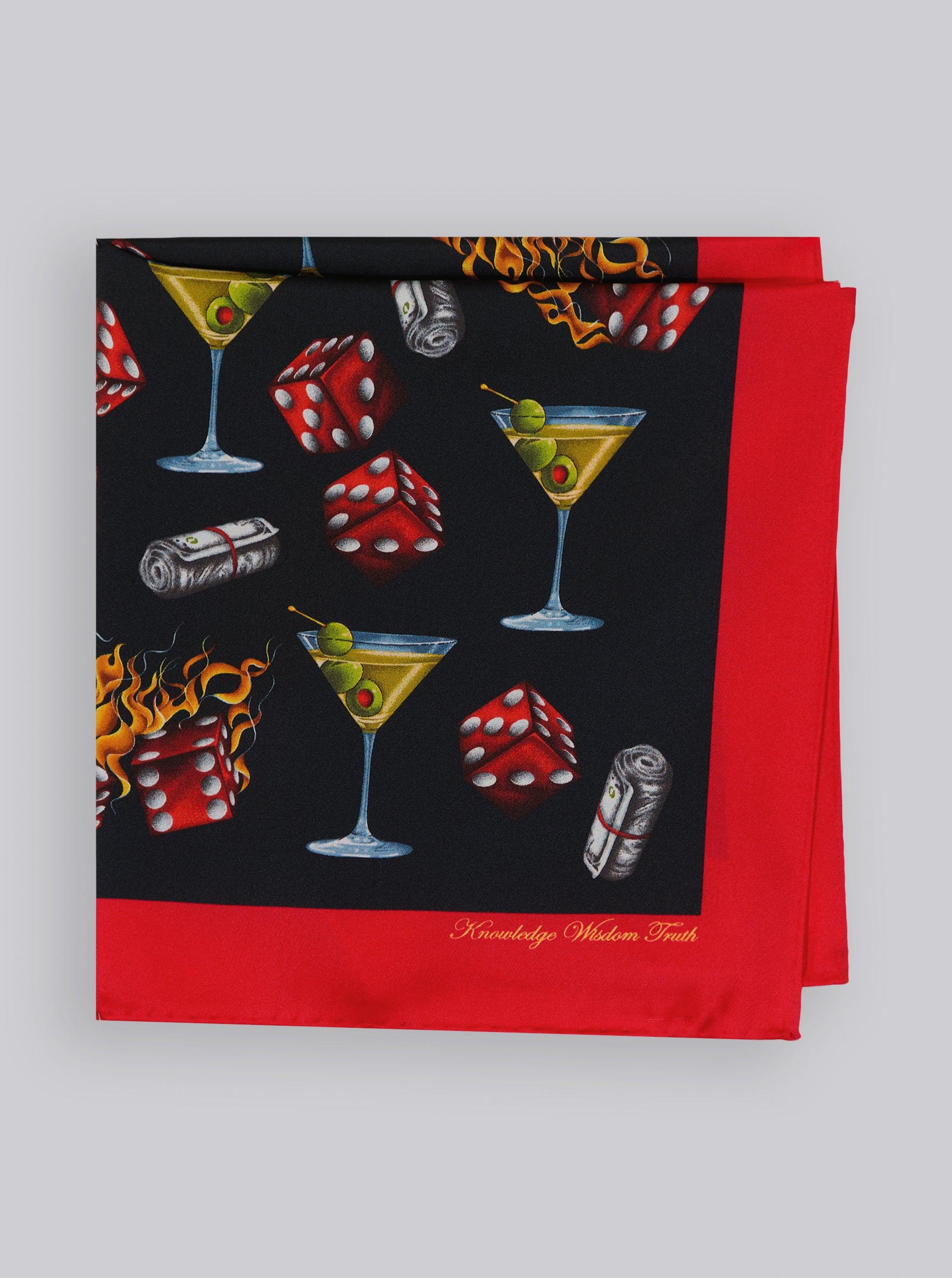 Robert Graham Martini & Dice Pocket Square by ROBERT GRAHAM