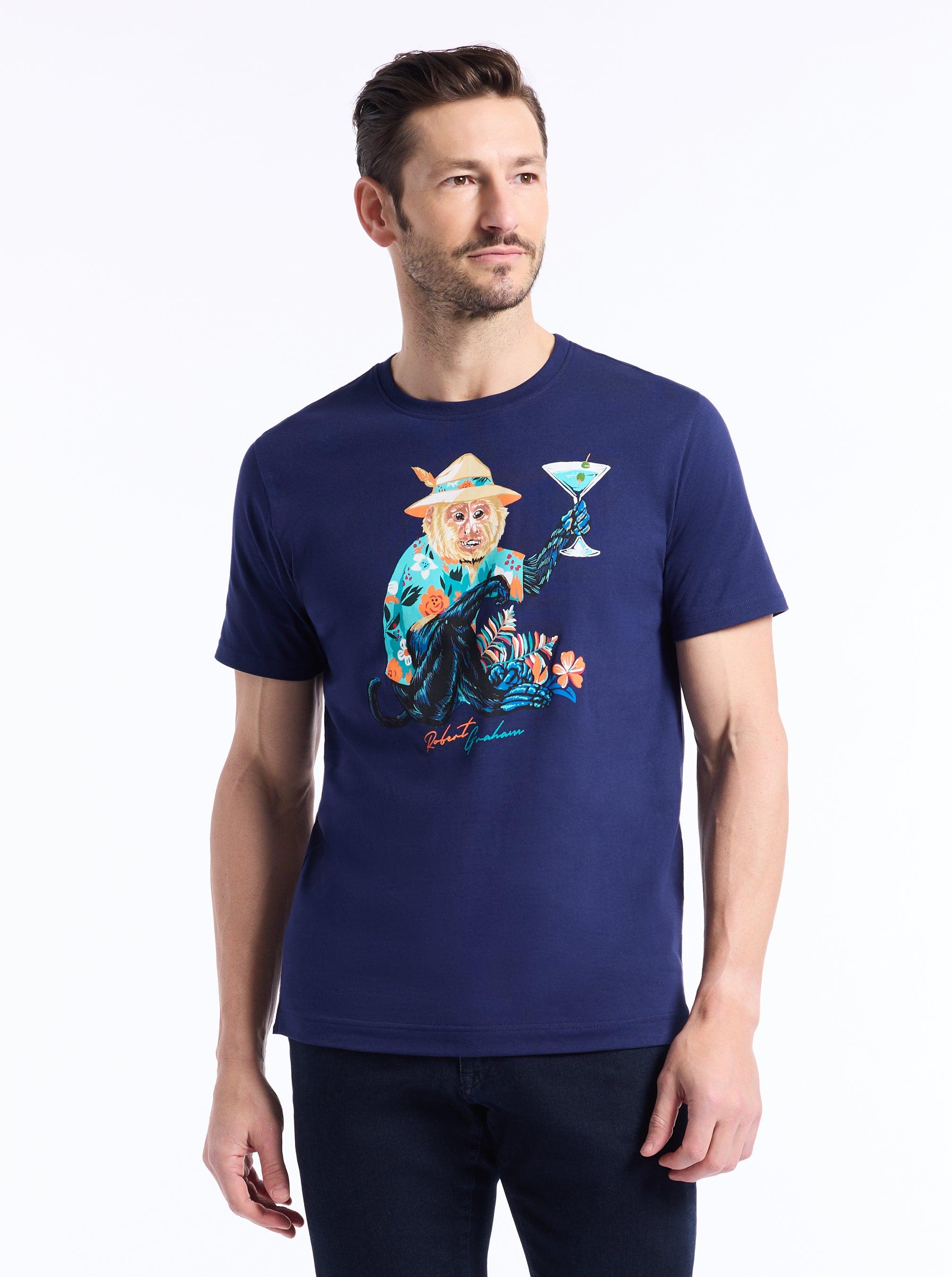 Robert Graham Monkey Vacationhortleeve T-shirt by ROBERT GRAHAM