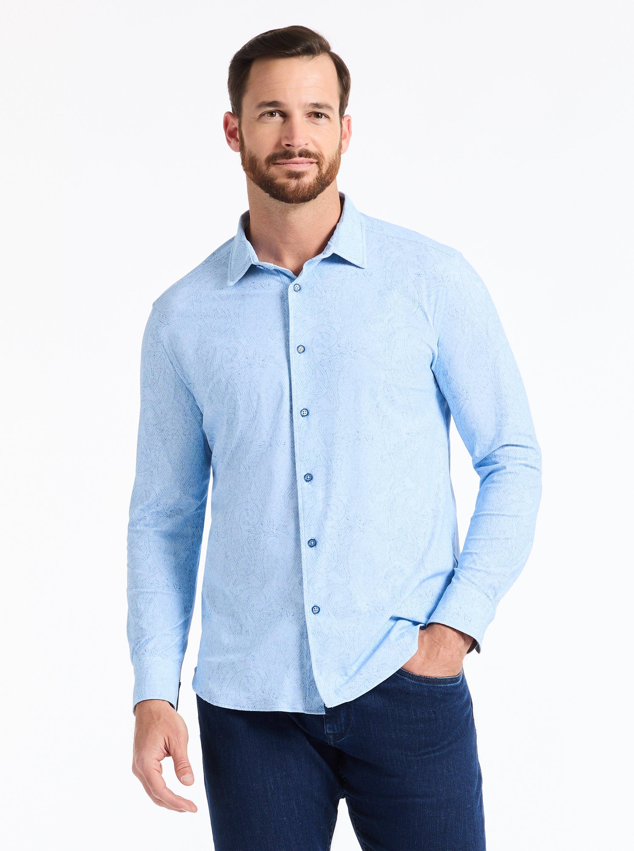 Robert Graham Thurstonong Sleeve Button Down Knit Shirt by ROBERT GRAHAM