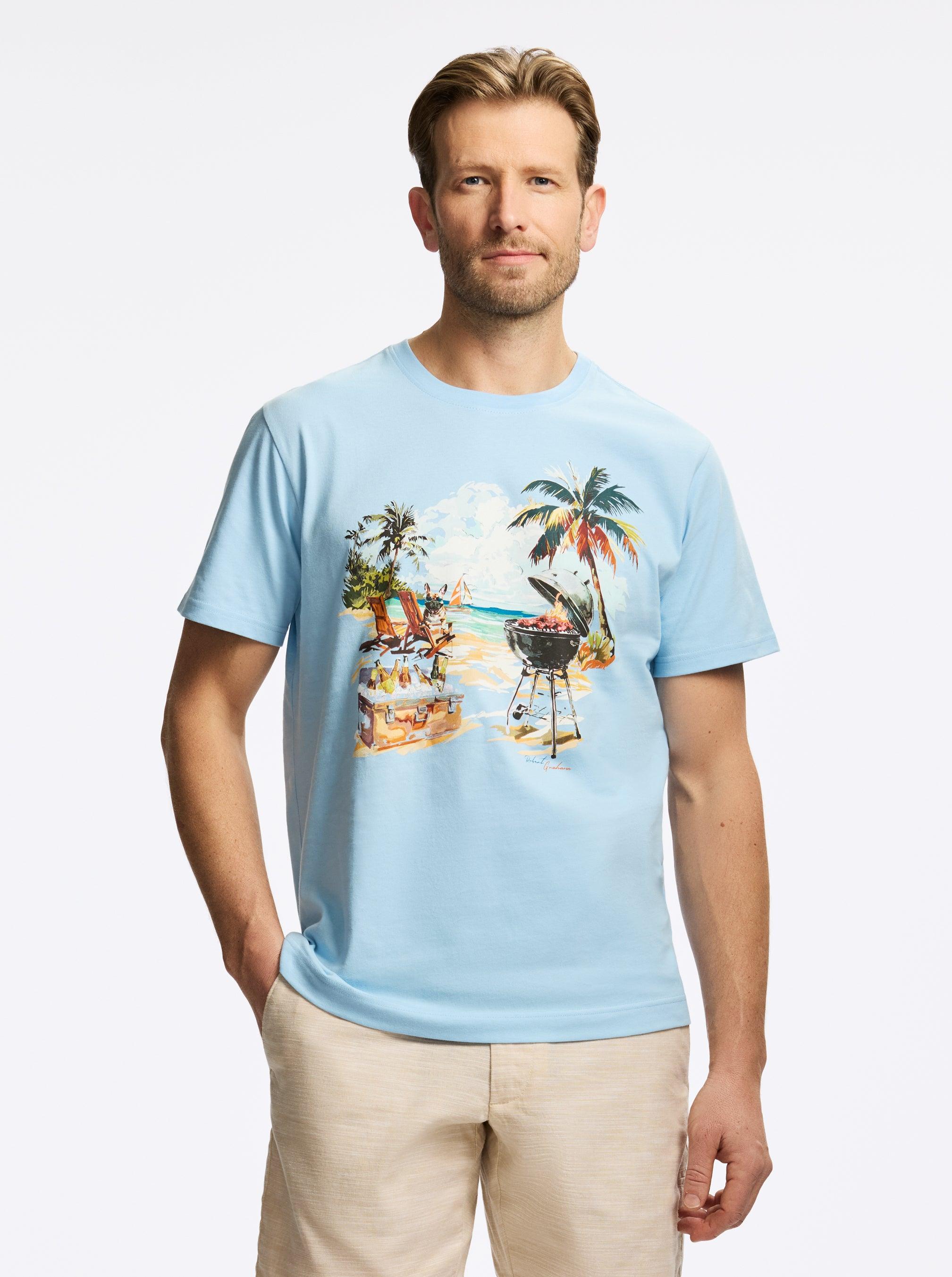 Robert Grahamummer Bbqhortleeve T-shirt by ROBERT GRAHAM