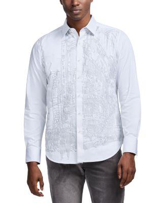 Urban Classics Printed Long Sleeve Button Front Shirt by ROBERT GRAHAM