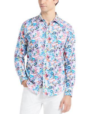 Vacation Fund Woven Graphic Shirt by ROBERT GRAHAM