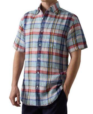 Morgan Plaid Linen Short Sleeve Shirt by ROBERT TALBOTT