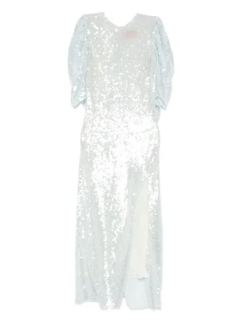 Drama puff-sleeve sequin midi dress by ROBERTA EINER