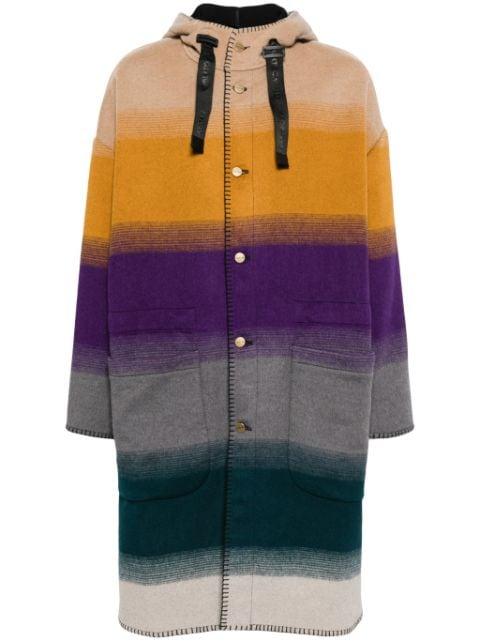 Blanket Stitched colour-block coat by ROBERTO CAVALLI
