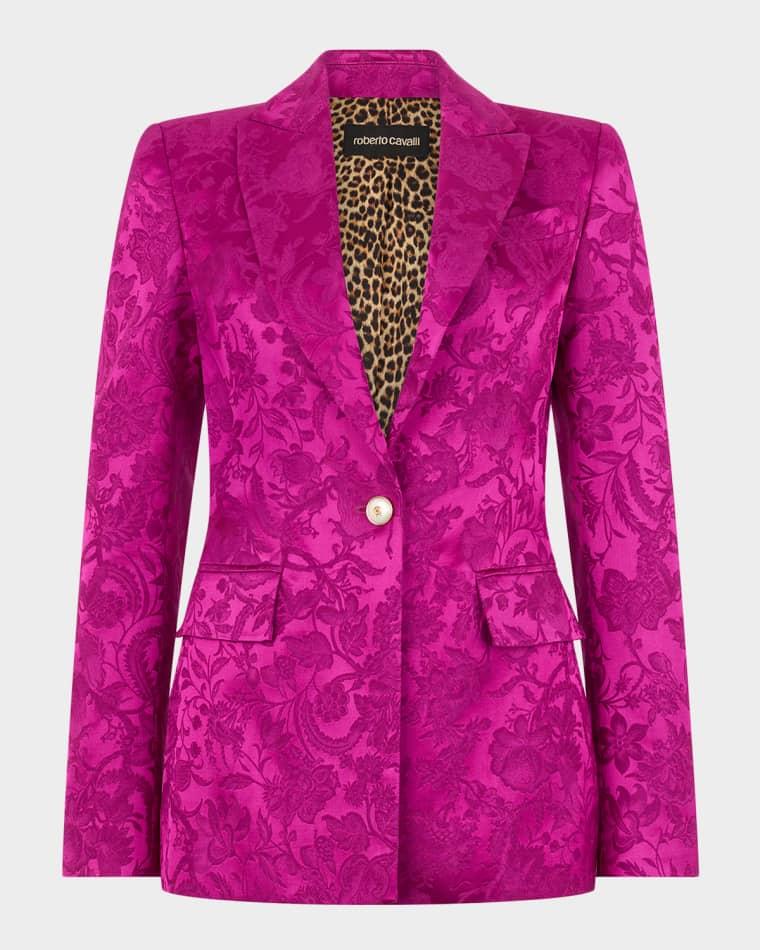 Florentine Satin Jacquard Single-Breasted Blazer by ROBERTO CAVALLI
