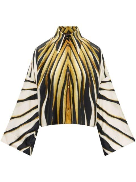 Ray of Gold print silk shirt by ROBERTO CAVALLI