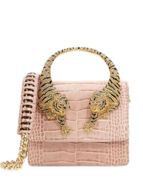 Roar crocodile-effect tiger-detail handbag by ROBERTO CAVALLI