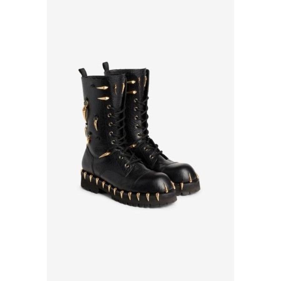 Roberto Cavalli Saber Tooth Pierced Combat Boots by ROBERTO CAVALLI