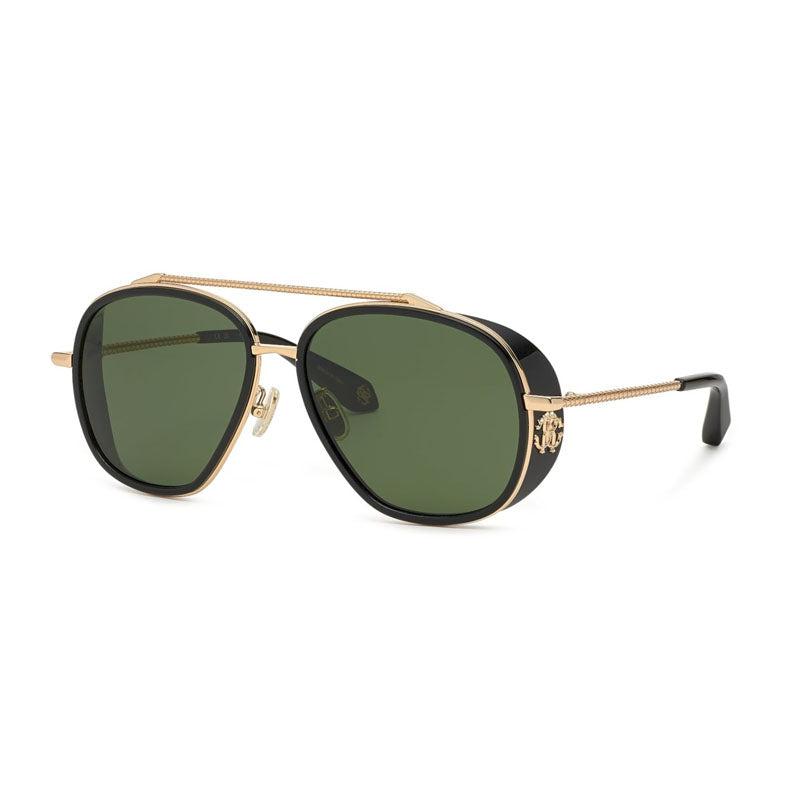 Roberto Cavalli Sunglasses Aviator Full Rim, Shiny Rose Gold Frame And Green Lens Src008M0300 by ROBERTO CAVALLI Roberto Cavalli Sunglasses Aviator Full Rim, Shiny Rose Gold Frame And Green Lens Src008M0300 by ROBERTO CAVALLI