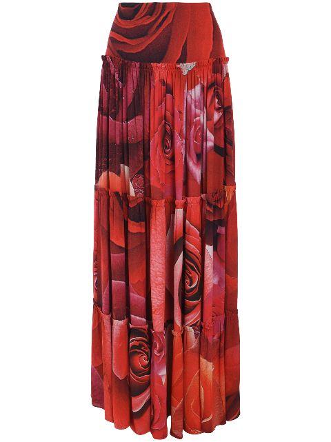 Rose-print maxi skirt by ROBERTO CAVALLI
