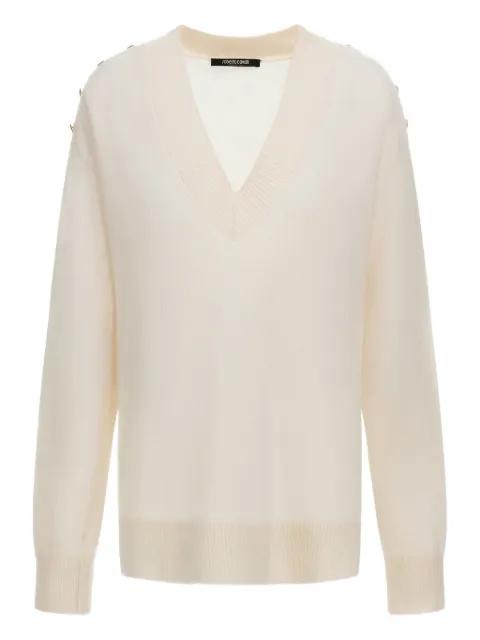 V-neck button-embellished sweater by ROBERTO CAVALLI