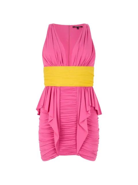 V-neck ruffled mini dress by ROBERTO CAVALLI