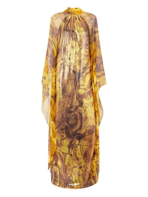 amber-print sequin-embellished maxi dress by ROBERTO CAVALLI