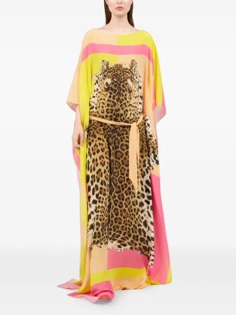 animal-print belted maxi dress by ROBERTO CAVALLI