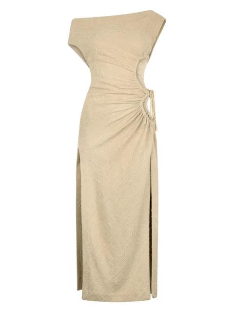 asymmetric-neck midi dress by ROBERTO CAVALLI