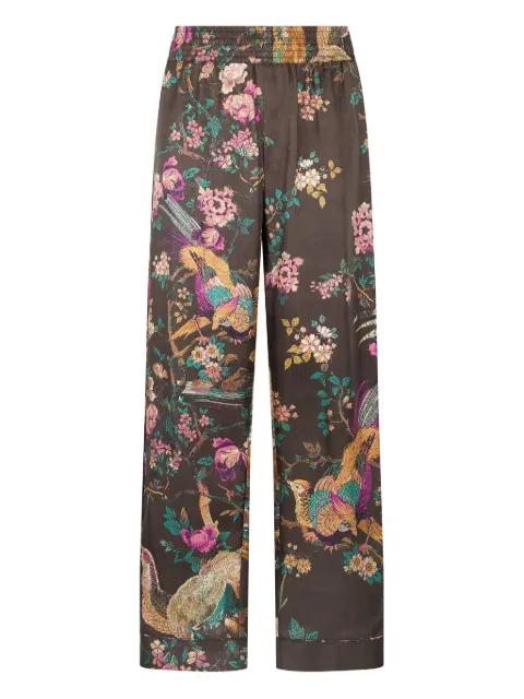 bird-print silk trousers by ROBERTO CAVALLI
