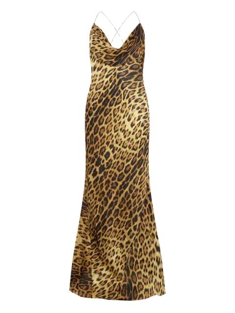cowl-neck leopard-print maxi dress by ROBERTO CAVALLI