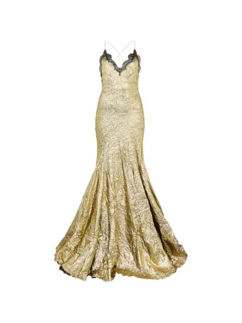 craquelé lace maxi dress by ROBERTO CAVALLI