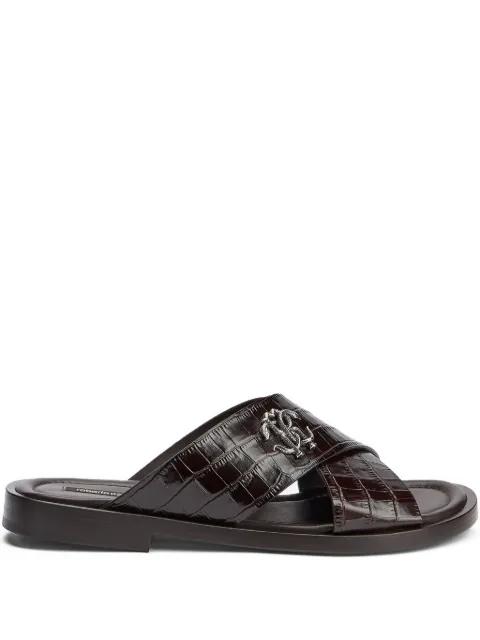 crocodile-effect logo sandals by ROBERTO CAVALLI