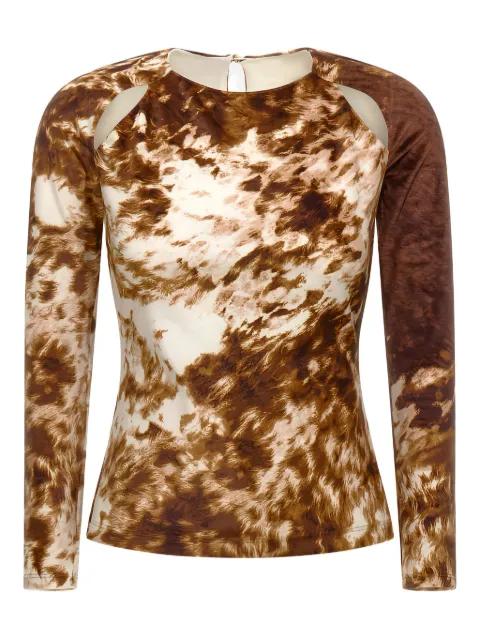 cut-out printed long-sleeve top by ROBERTO CAVALLI