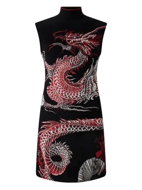 dragon floral print mini dress by ROBERTO CAVALLI
