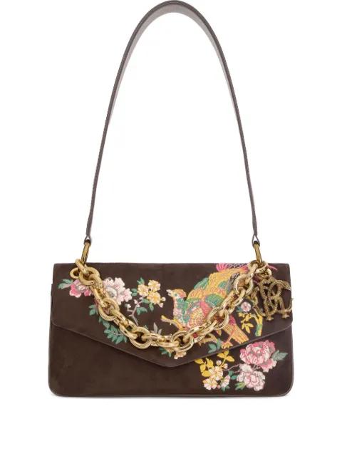 embroidered-motif suede shoulder bag by ROBERTO CAVALLI