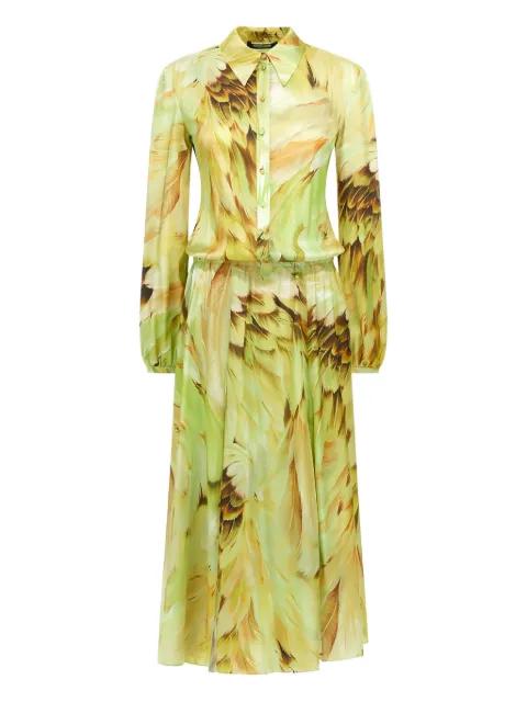 feather-print midi dress by ROBERTO CAVALLI
