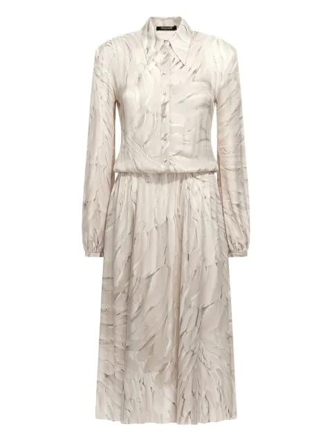 feather-print midi shirt dress by ROBERTO CAVALLI
