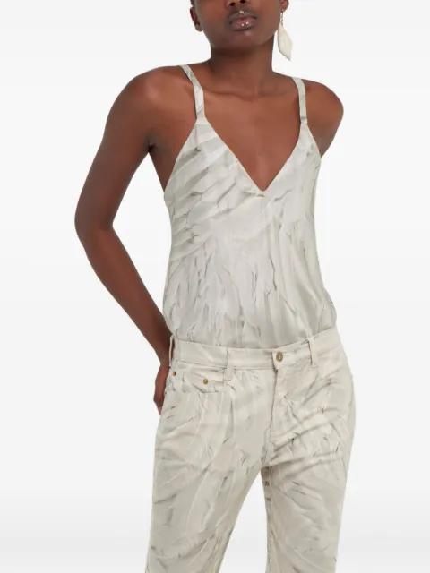 feather-print silk tank top by ROBERTO CAVALLI
