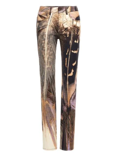 feather-print slim trousers by ROBERTO CAVALLI